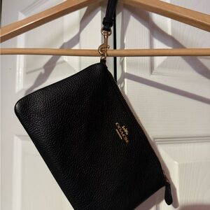Coach Black Pebbled Leather Wristlet